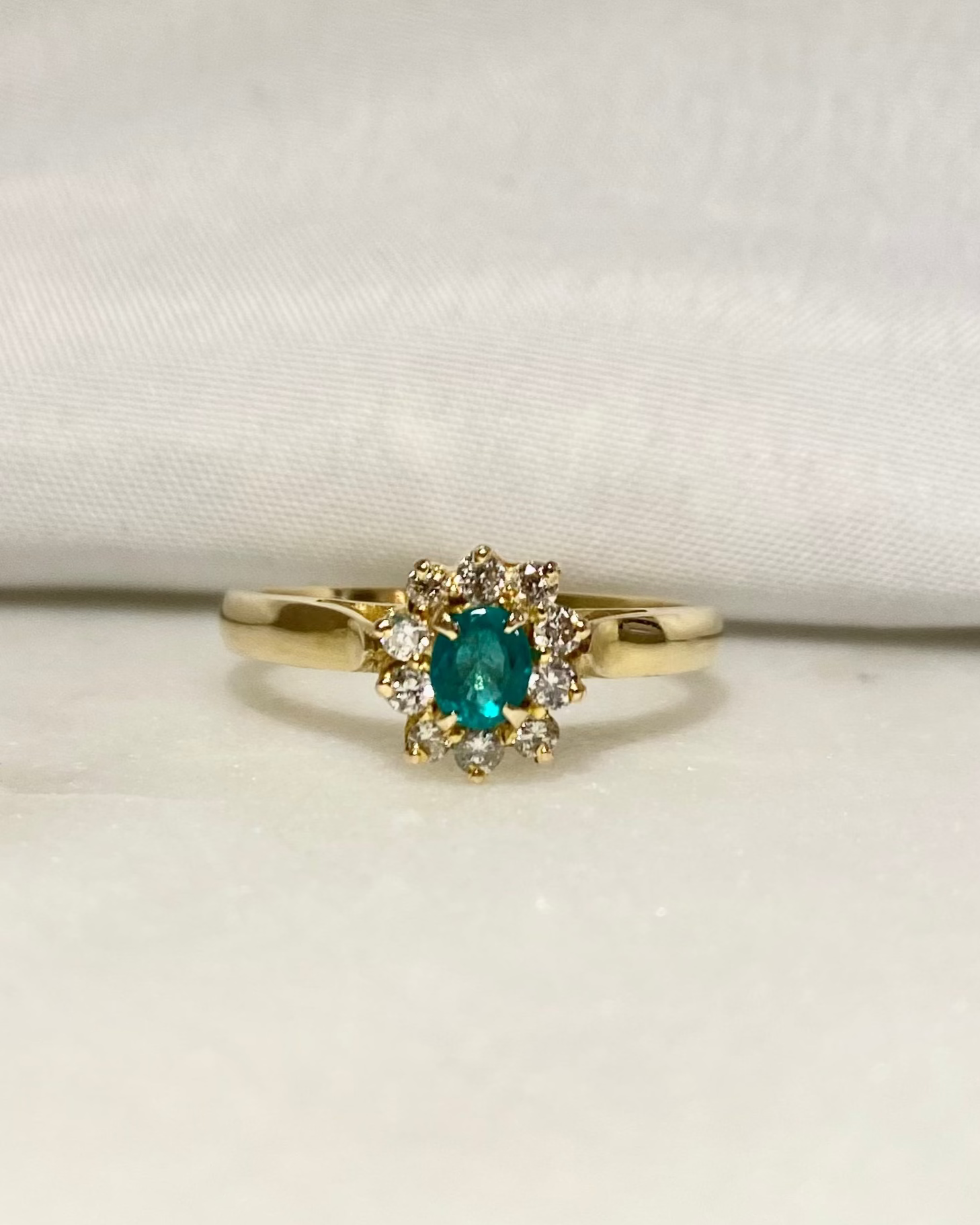 Bague Marguerite Émeraude &amp; Diamants &quot;Elsa&quot;