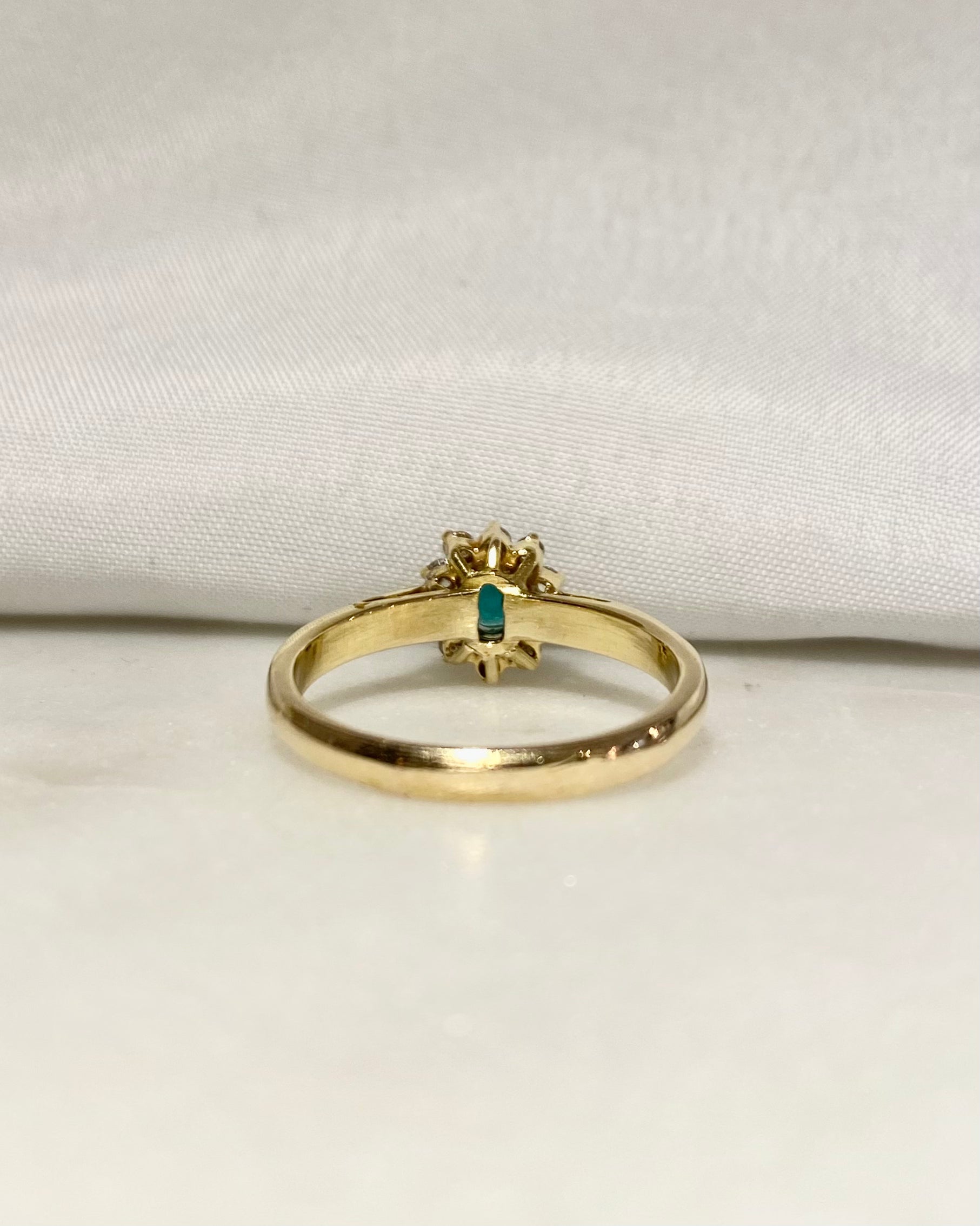Bague Marguerite Émeraude &amp; Diamants &quot;Elsa&quot;