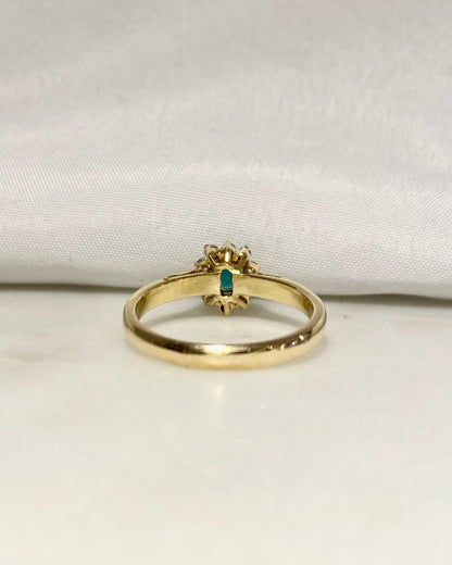 Bague Marguerite Émeraude &amp; Diamants &quot;Elsa&quot;