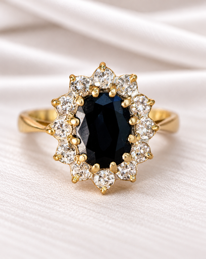 Bague Marguerite Saphir 1.30 carat &amp; Diamants "Bernadette"