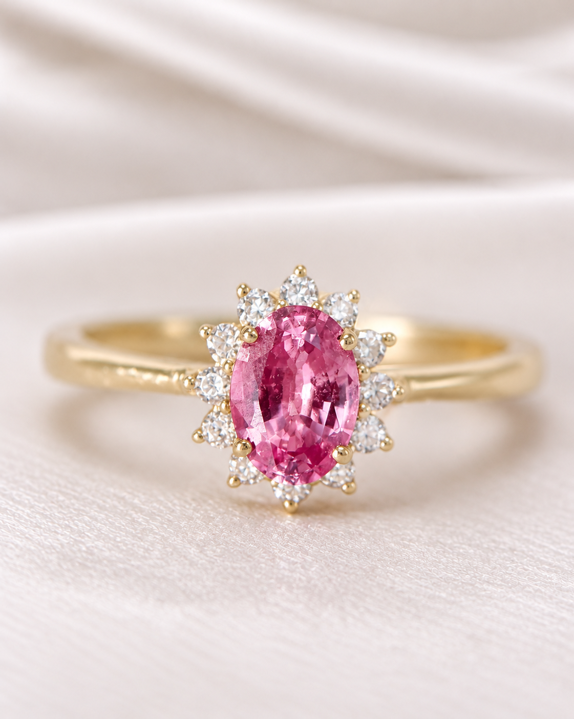Bague Marguerite Saphir Rose 1 carat &amp; Diamants "Iliana"