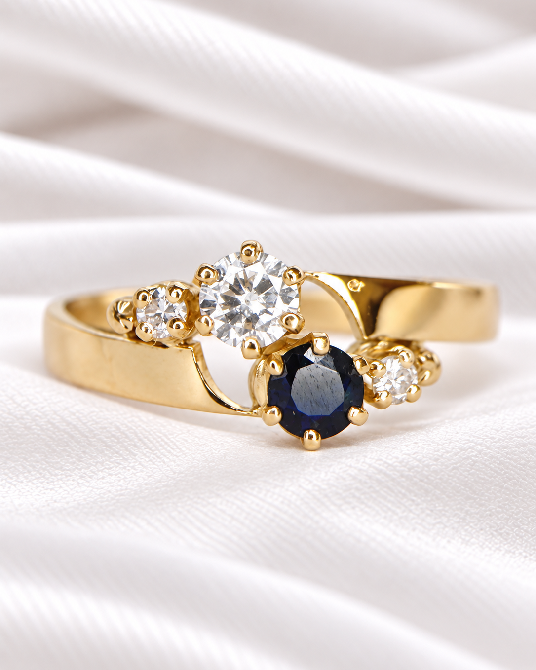Bague Toi &amp; Moi Saphir &amp; Diamants "Clothilde"