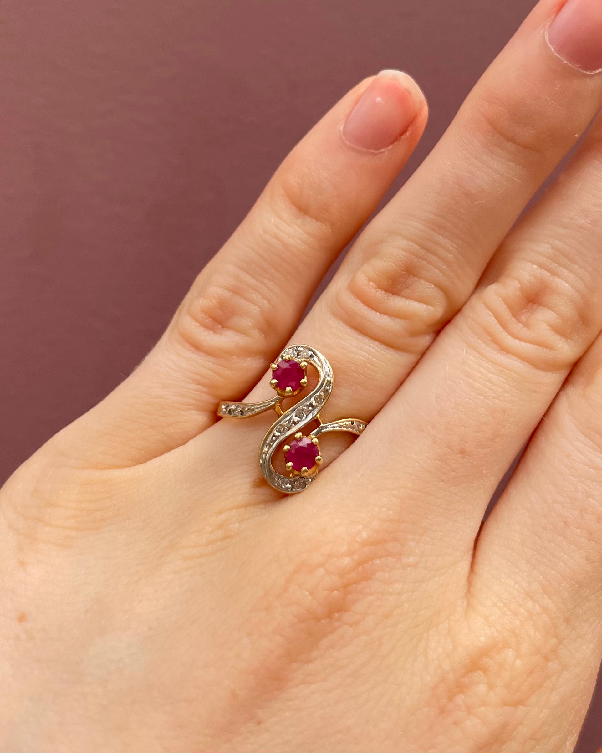 Bague Toi &amp; moi Rubis 0.50 carat &amp; Diamants "Iséna" - Elliade Paris