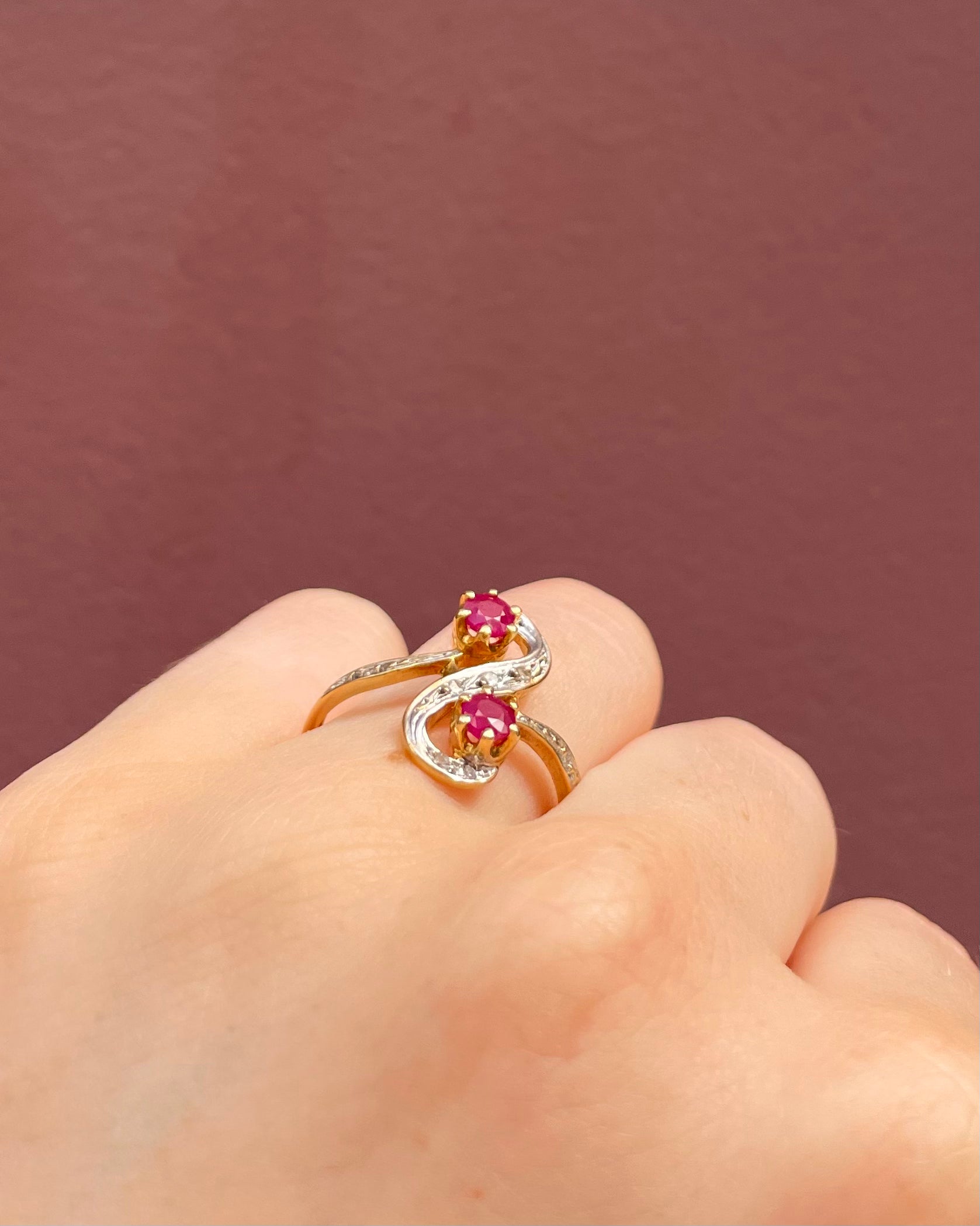 Bague Toi &amp; moi Rubis 0.50 carat &amp; Diamants "Iséna" - Elliade Paris