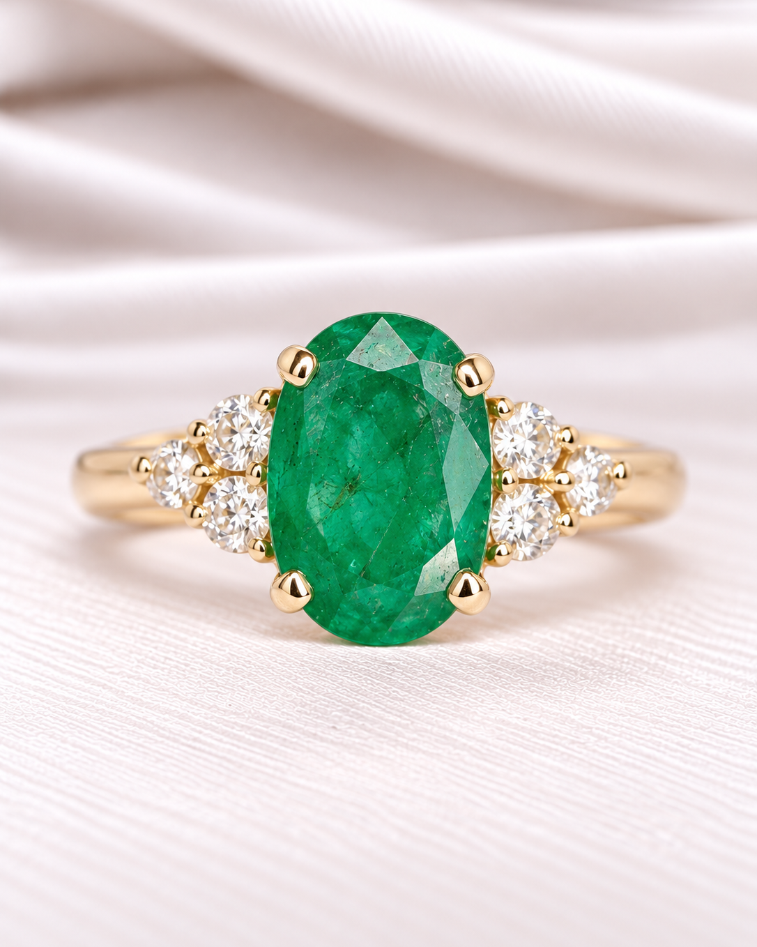 Bague Trilogie Émeraude 1.10 carat &amp; Diamants "Barbara"