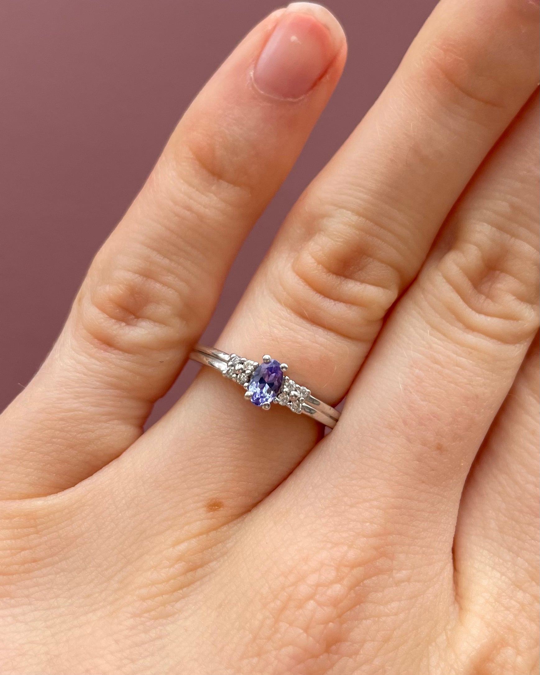 Bague Trilogie Tanzanite &amp; Diamants "Avarine" - Elliade Paris