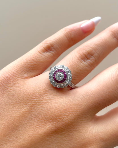 Bague Art-déco Rubis &amp; Diamants 0.86 carat &quot;Diem&