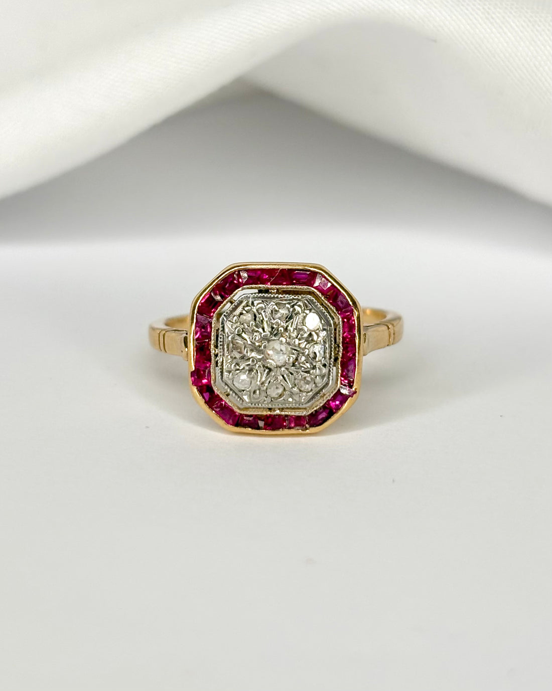 Art Deco Ring Ruby 0.40 carat &amp; Diamonds "Karina"