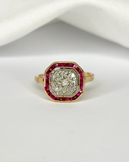 Bague Art Déco Rubis 0.40 carat &amp; Diamants "Karina"
