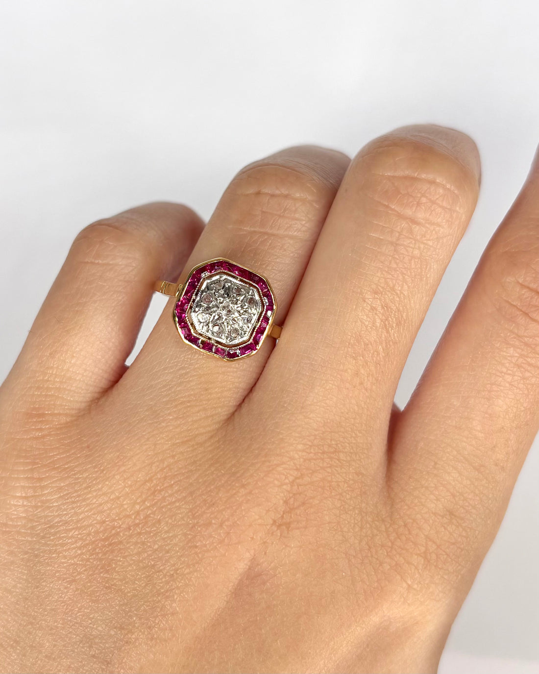 Art Deco Ring Ruby 0.40 carat &amp; Diamonds "Karina"