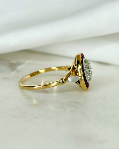 Bague Art déco Rubis 0.54 carat &amp; 7 Diamants &quot;Elena&quot;