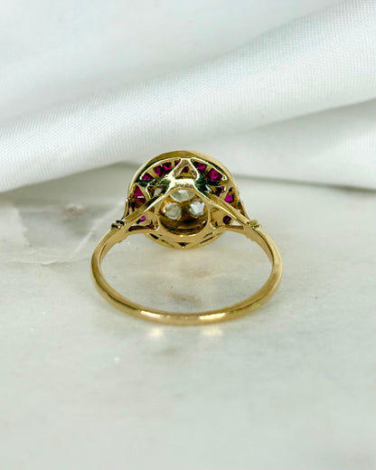 Bague Art déco Rubis 0.54 carat &amp; 7 Diamants &quot;Elena&quot;