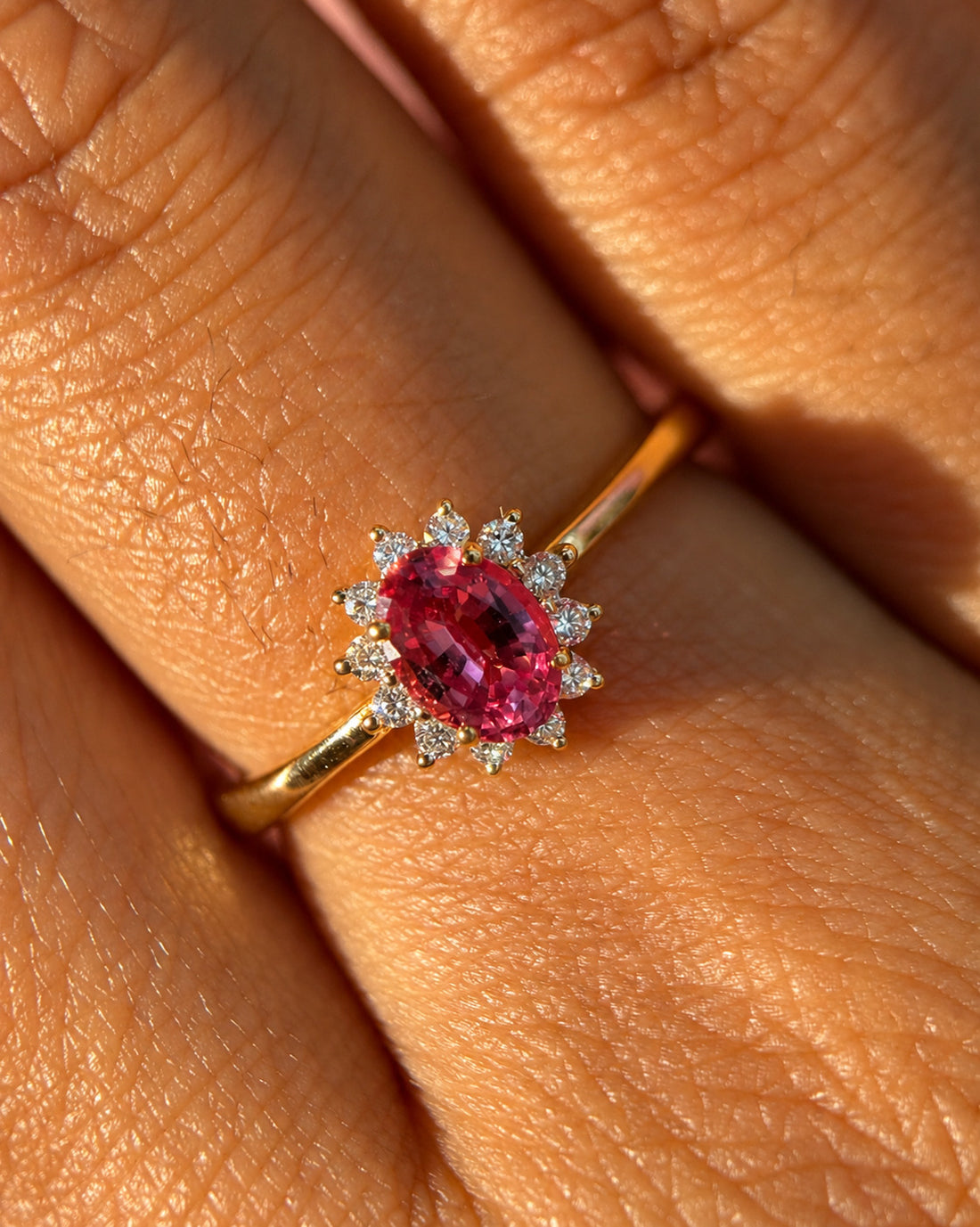 Bague Marguerite Saphir Rose 1 carat &amp; Diamants "Iliana"