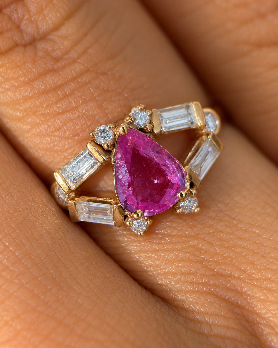Bague Trilogie Saphir Rose &amp; Diamants "Berthe"