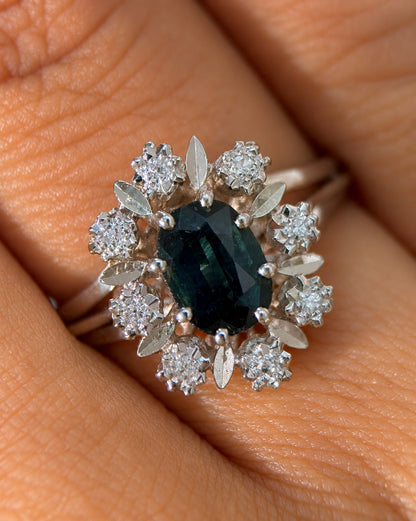 Bague Marguerite Saphir 1.20 carat &amp; Diamants "Julienne"