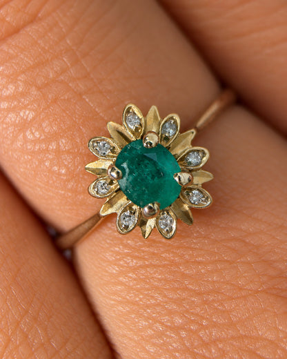 Bague Marguerite Émeraude &amp; Diamants "Dalia"