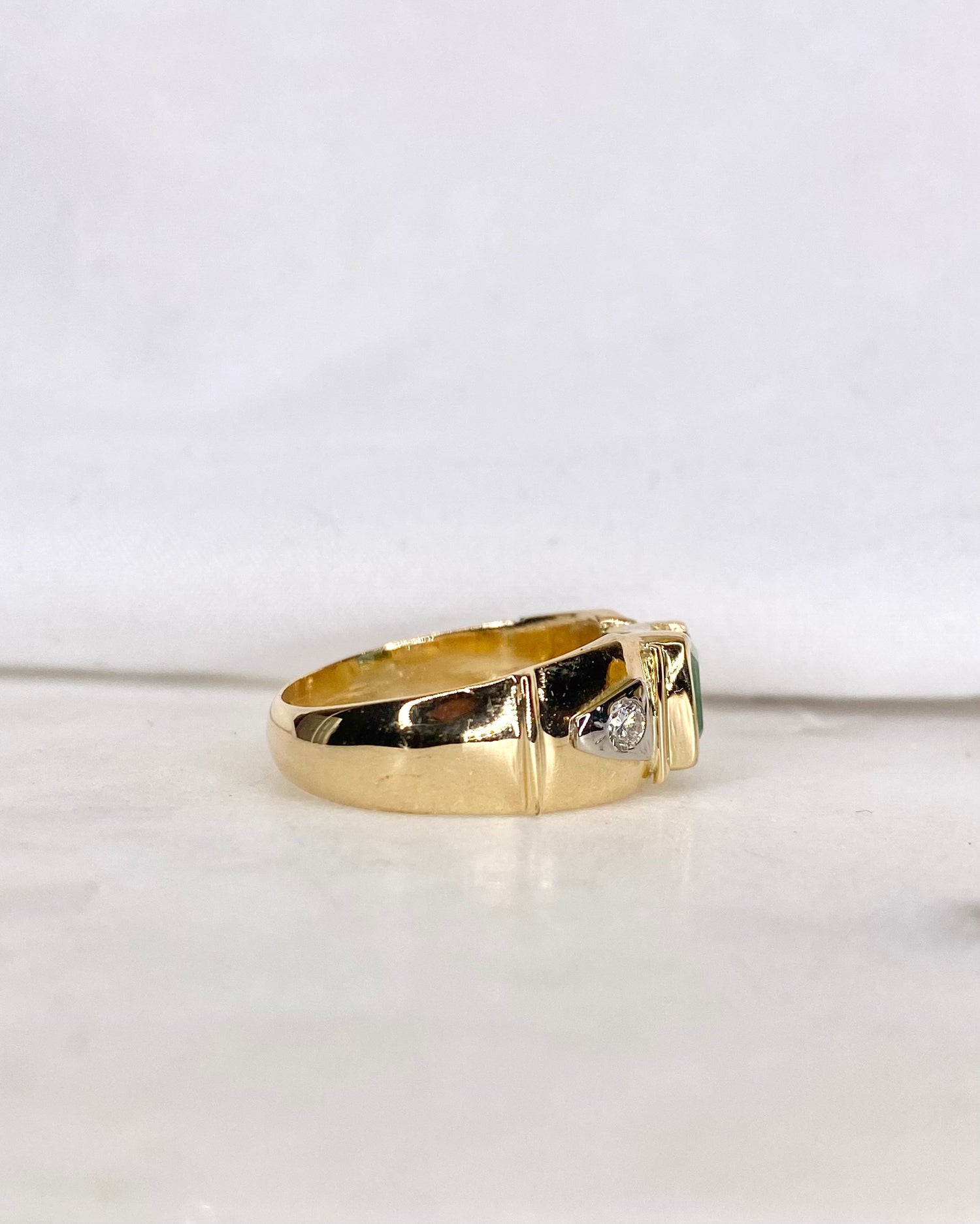 Bague Jonc Émeraude 1.15 carat &amp; Diamants &quot;Katy&quot;