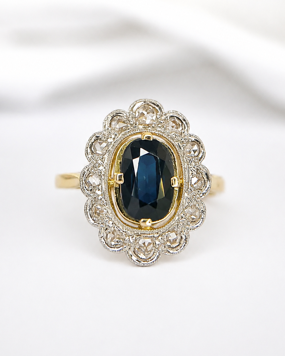 “Nastasia” 1.70-carat Sapphire &amp; 0.43-carat Diamond Marguerite Ring