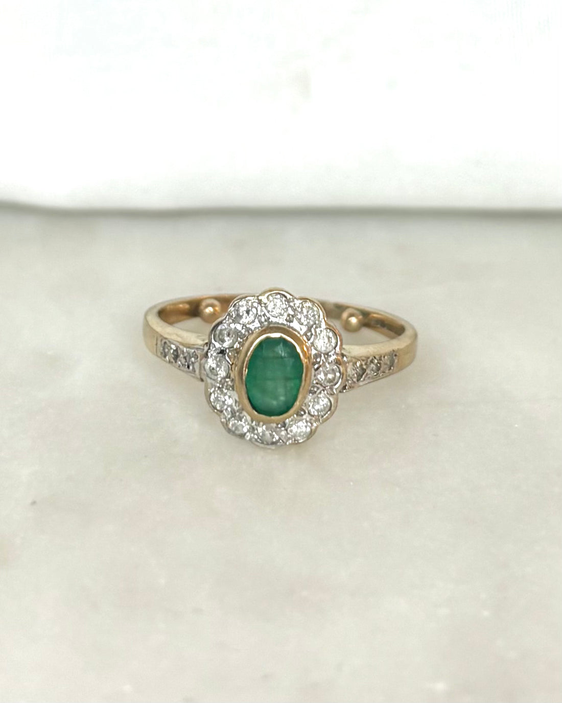 Bague Marguerite Émeraude &amp; Diamants &quot;Denise&quot;
