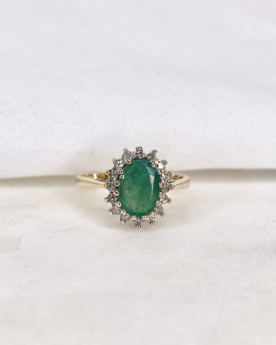 Bague Marguerite Émeraude 1.15 carat &amp; Diamants &quot;Olivia&quot;