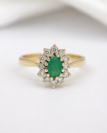 Bague Marguerite Émeraude &amp; Diamants "Simone"
