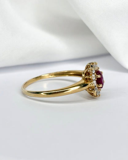 Bague Marguerite Rubis 0.80 carat &amp; 12 Diamants &quot;Julena&quot;
