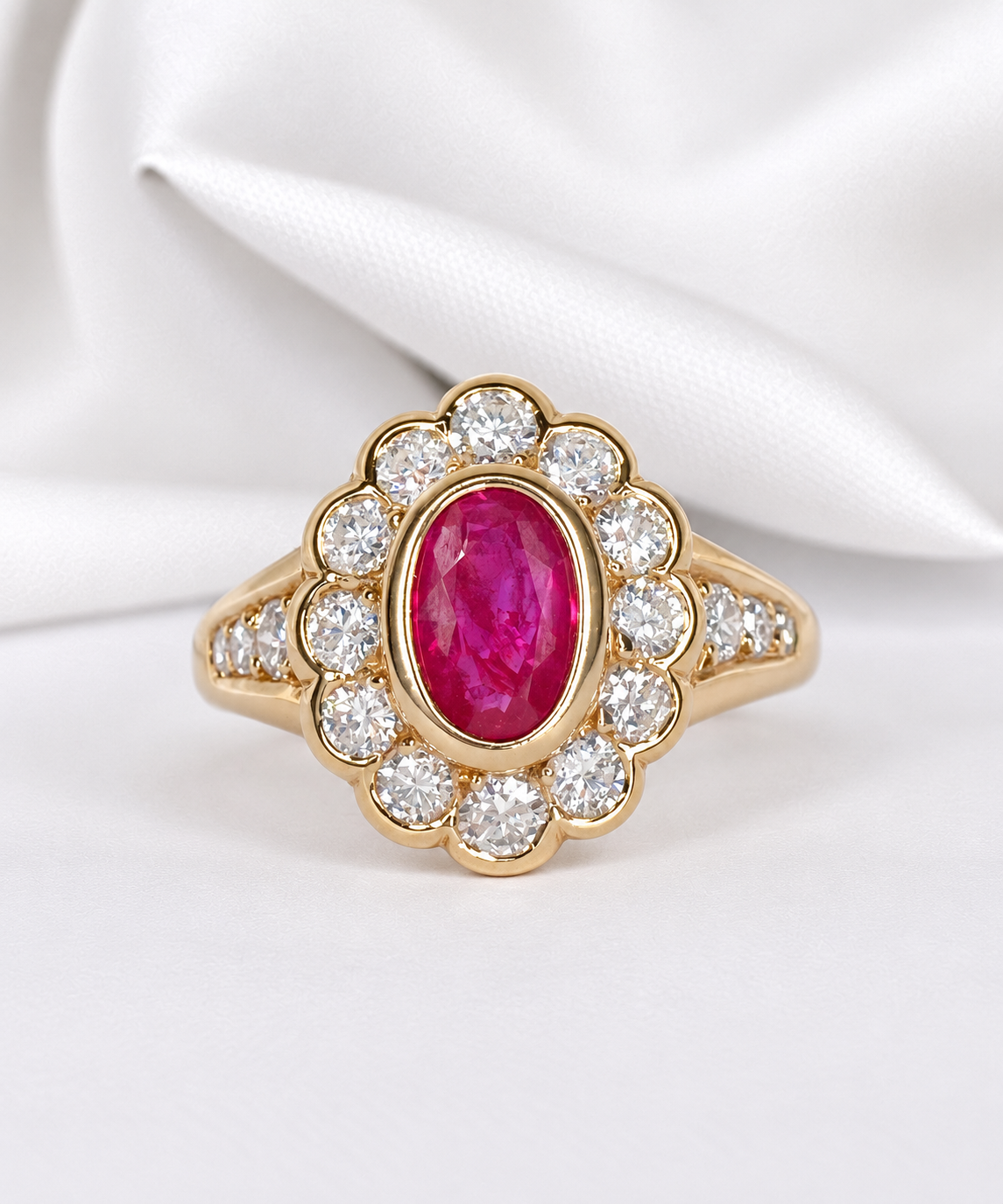 Bague Marguerite Rubis 1.31 carat &amp; Diamants 0.71 carat "Fanny"