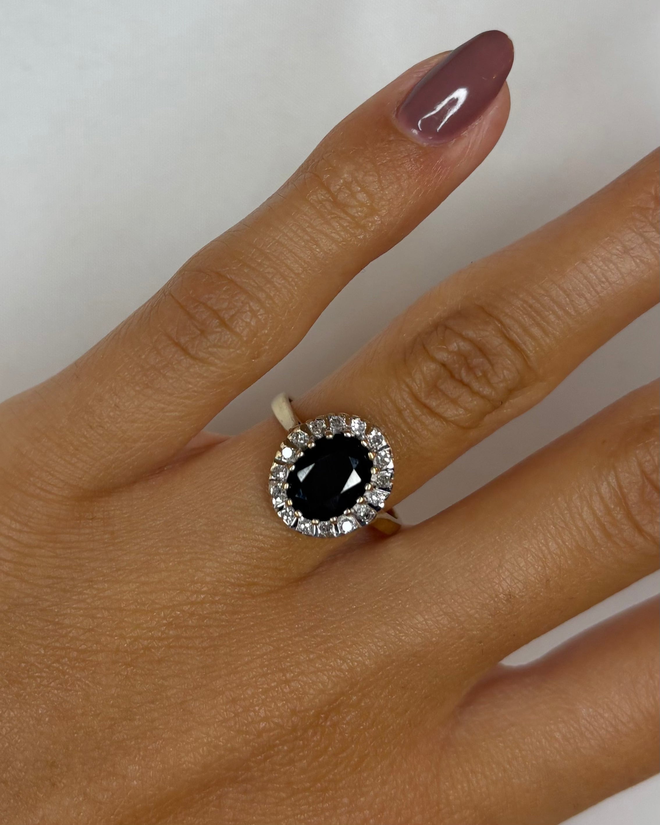 Bague Marguerite Saphir 1.90 carat &amp; Diamants "Adèle"