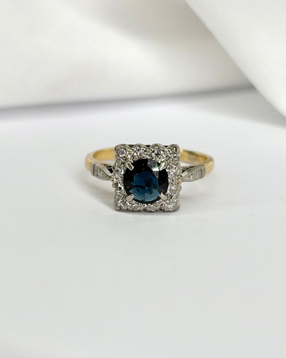 Marguerite Sapphire Ring 0.77 carat &amp; 12 Diamonds &quot;Sophia&quot;