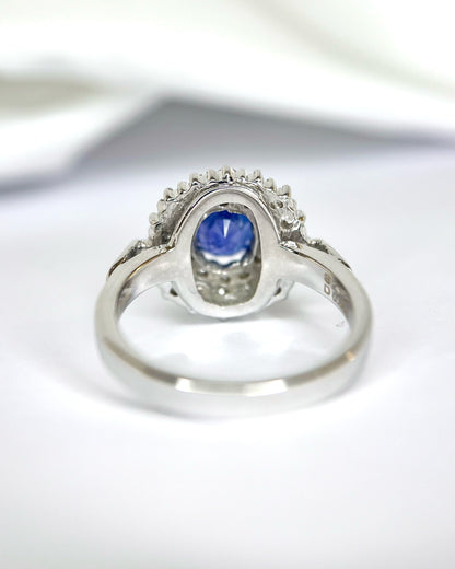 Bague Marguerite Saphir Ceylan 2.13 carats &amp; Diamants 0.86 carat "Joaquin"