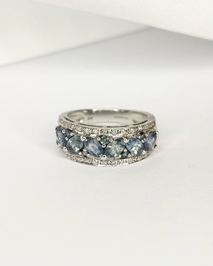 Bague Jonc 13 Saphirs 2 carats &amp; 26 Diamants &quot;Morgane&quot;