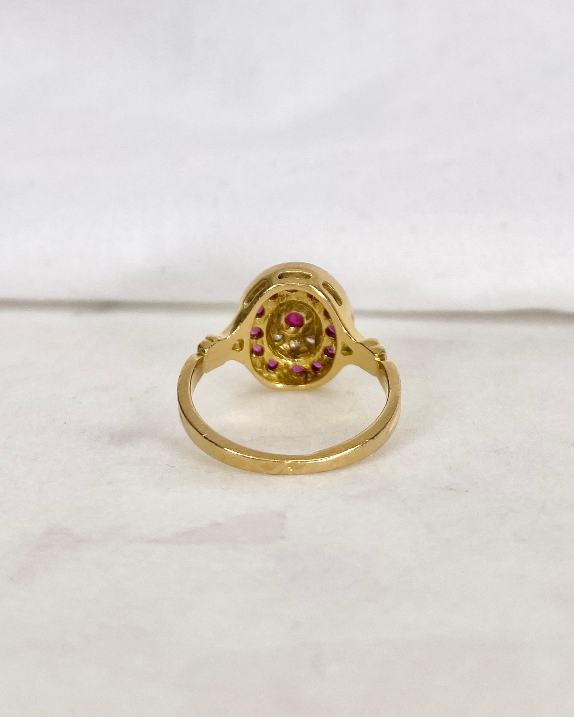 Anillo estilo Art Déco Rubíes y Diamantes "Celine"