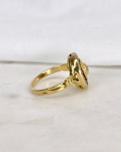 Bague Style Art Déco Rubis &amp; Diamants &quot;Celine&quot;