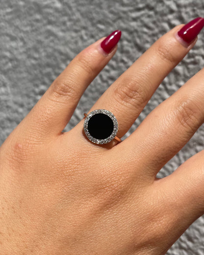 Bague Vintage Onyx &amp; 24 Diamants &quot;Eleana&quot;