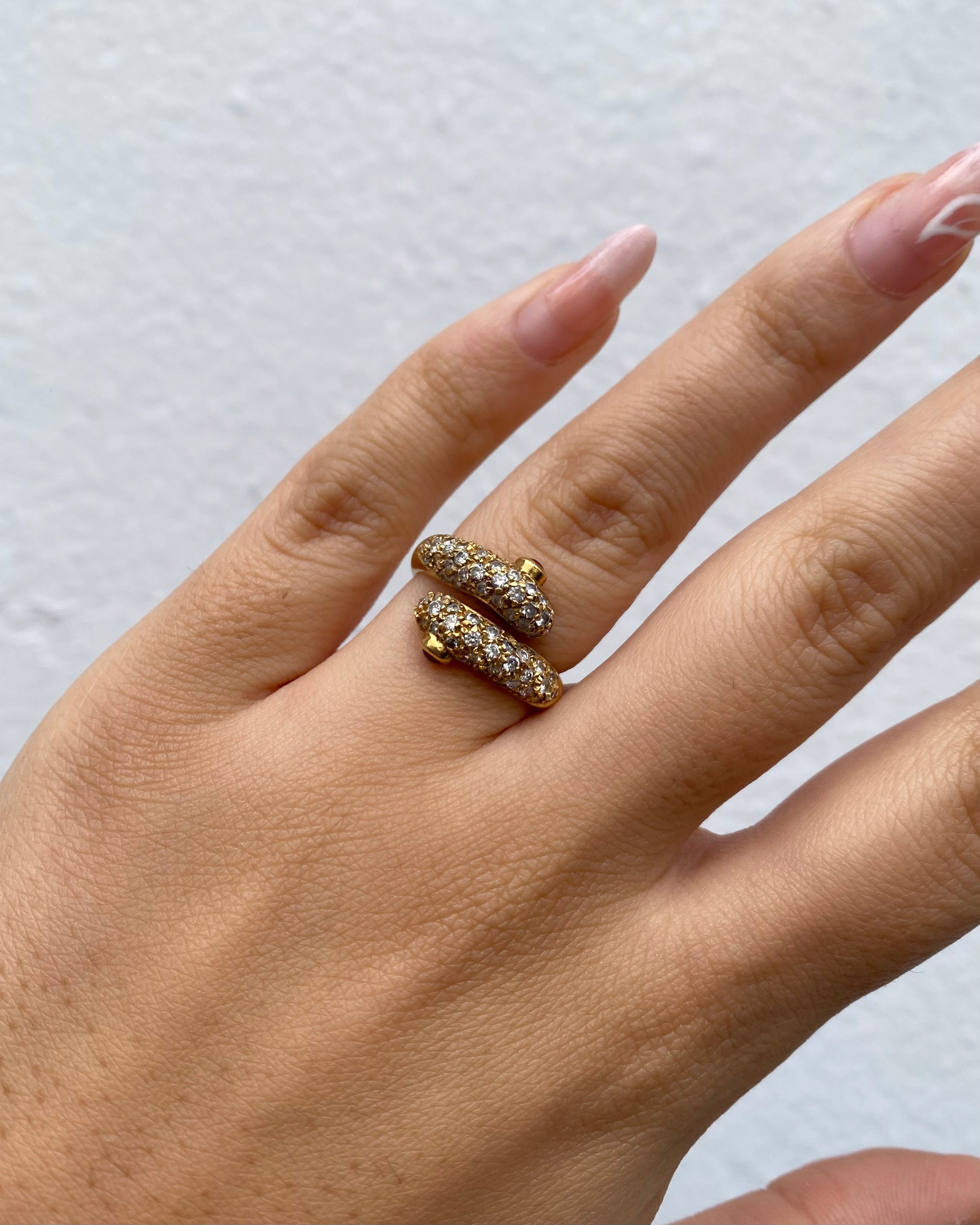 Bague Serpent Vintage Rubis &amp; Diamants 0.66 carat &quot;Sierra&quot;