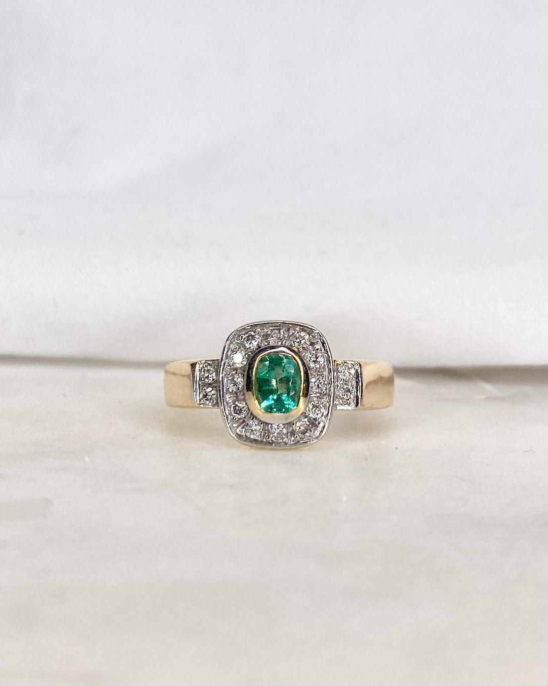 Bague Style Art Deco Émeraude &amp; Diamants &quot;Judy&quot;
