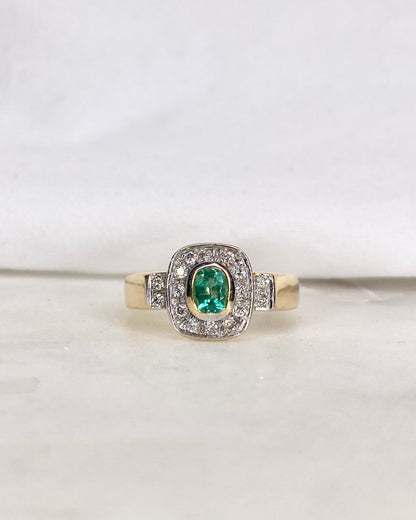 Bague Style Art Deco Émeraude &amp; Diamants &quot;Judy&quot;