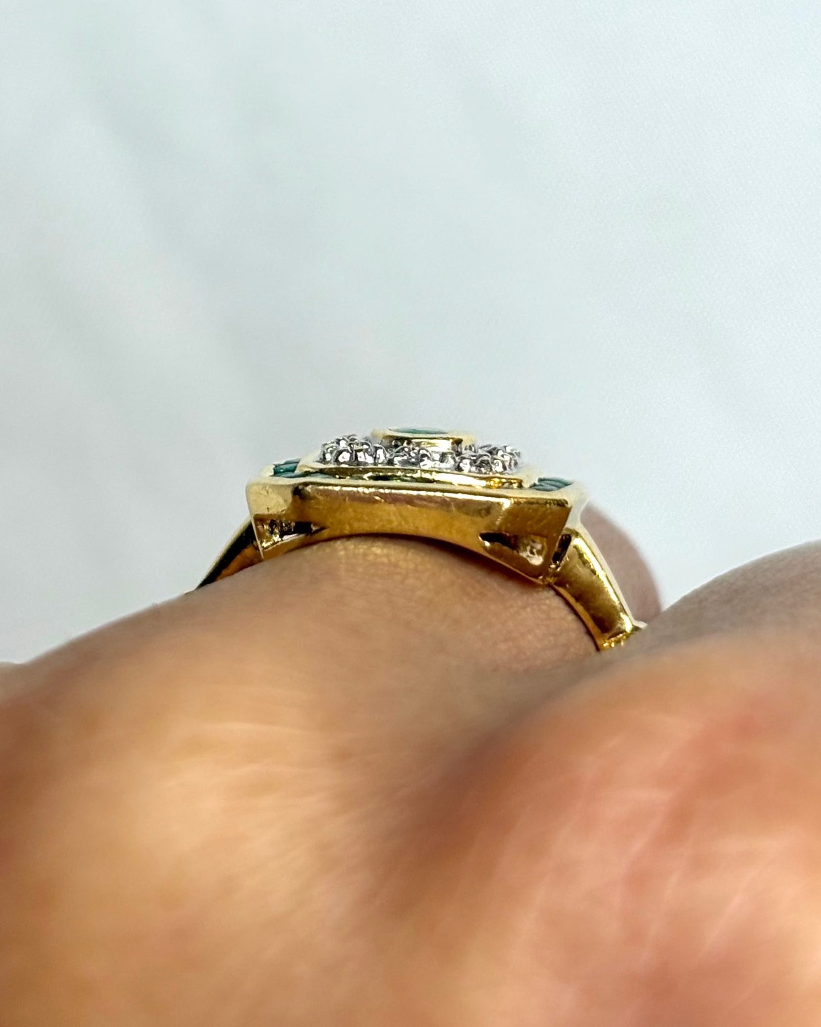 Bague Style Art Déco Émeraudes &amp; Diamants "Nara"