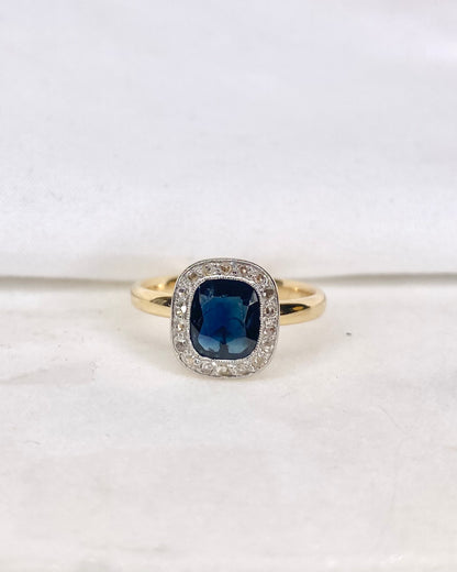 Bague Style Art-Deco Saphir 1.80 carat &amp; Diamants &quot;Simmy&quot;