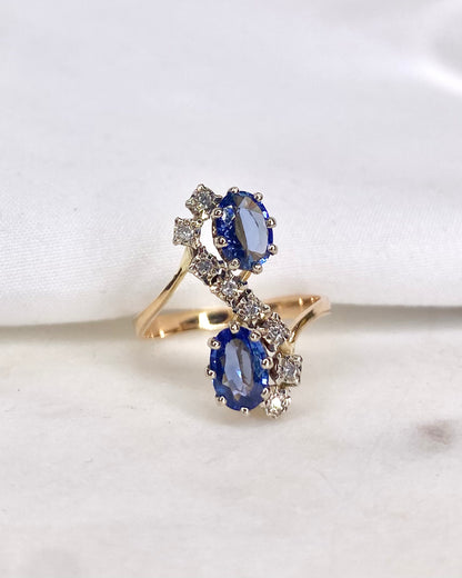 Bague Toi &amp; Moi Saphirs 1.30 carat &amp; Diamants &quot;Mireille&quot;