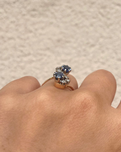 Bague Toi &amp; Moi Saphirs 1.30 carat &amp; Diamants &quot;Mireille&quot;