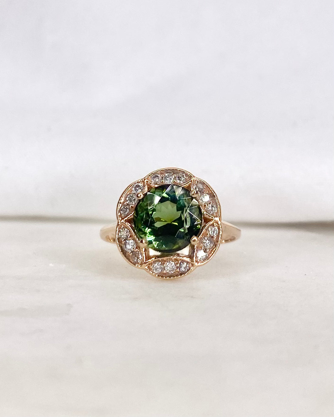 Bague Marguerite Tourmaline 1.50 carat &amp; Diamants &quot;Alana&quot;