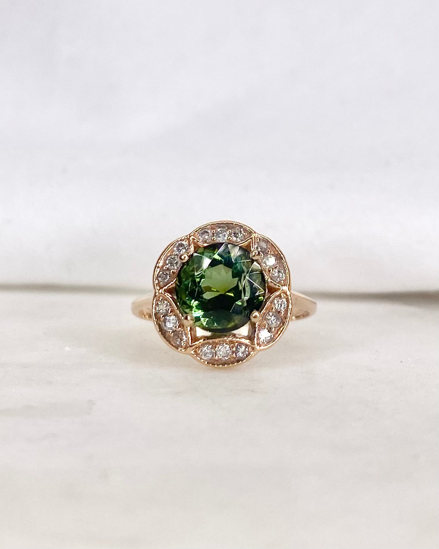 Marguerite Tourmaline 1.50 carat &amp; Diamonds "Alana" Ring