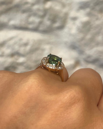 Bague Marguerite Tourmaline 1.50 carat &amp; Diamants &quot;Alana&quot;