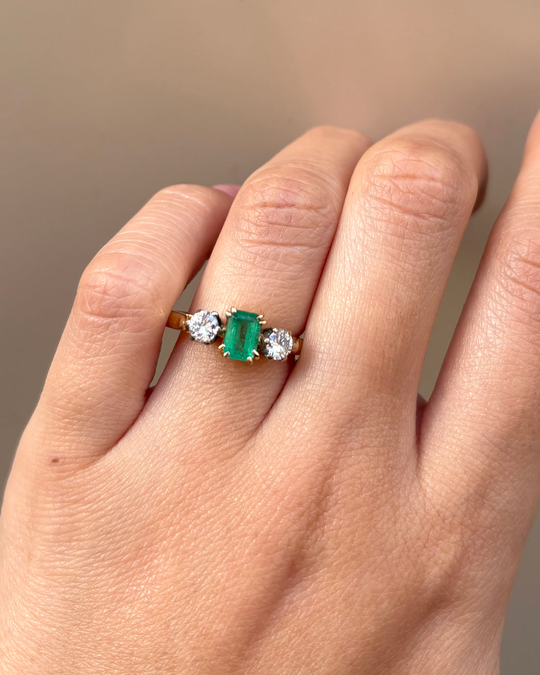 Trilogy Emerald Ring 0.45 carat &amp; Diamonds 0.40 carat &quot;Lara&quot;