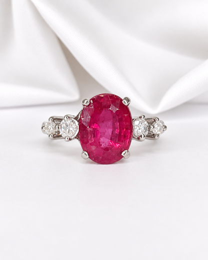 Bague Trilogie Tourmaline Rose 4.50 carat &amp; Diamants 0.26 carat "Carla"