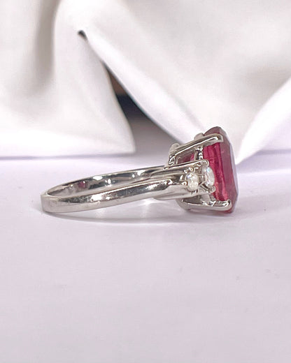Bague Trilogie Tourmaline Rose 4.50 carat &amp; Diamants 0.26 carat "Carla"