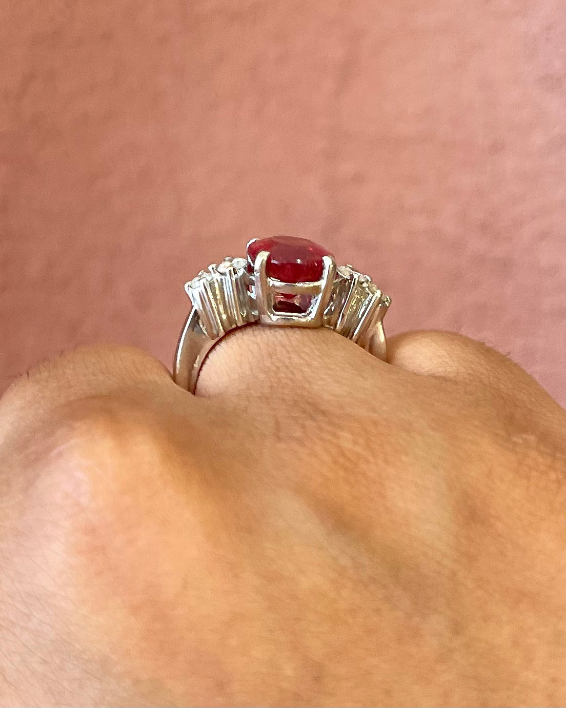 Bague Trilogie Tourmaline Rose 4.50 carat &amp; Diamants 0.26 carat "Carla"