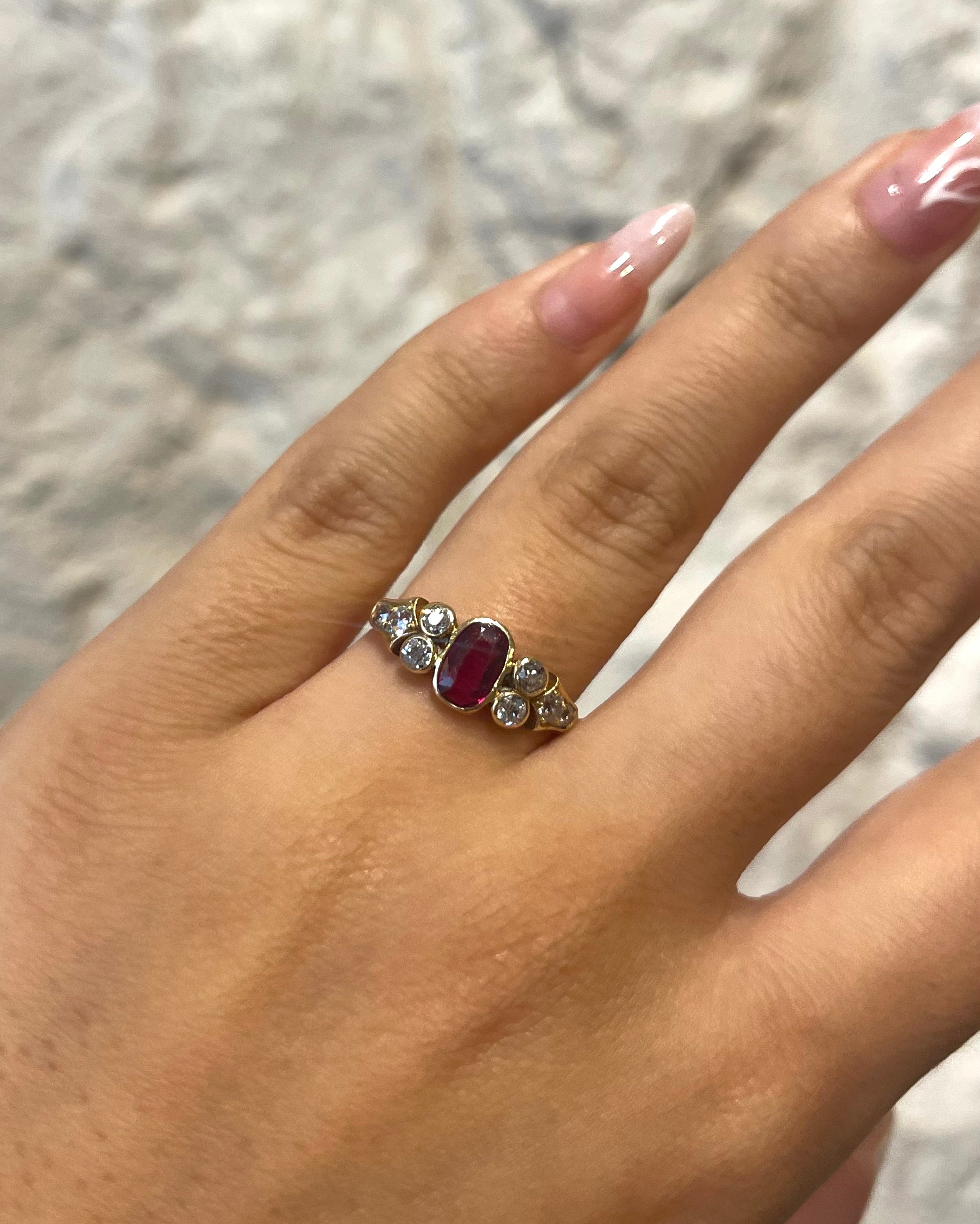 Bague Trilogie Rubis &amp; Diamants "Berengere "
