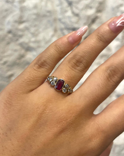Bague Trilogie Rubis &amp; Diamants &quot;Berengere &quot;